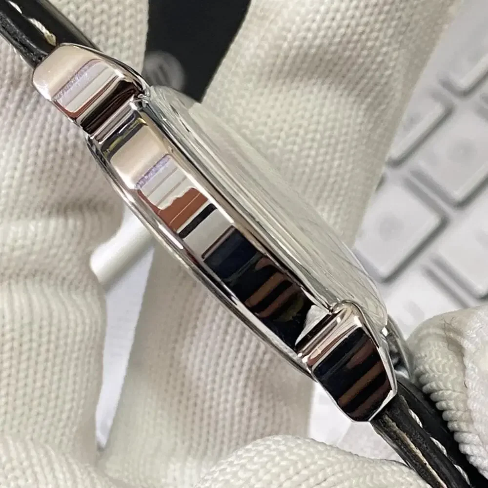 Vintage 1979 Roamer Manual Mens Silver Watch W/Leather Strap & Blue accents